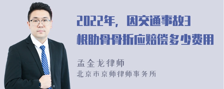 2022年，因交通事故3根肋骨骨折应赔偿多少费用