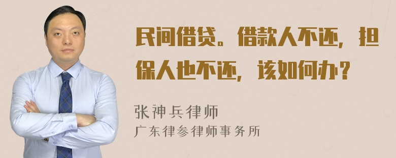 民间借贷。借款人不还，担保人也不还，该如何办？