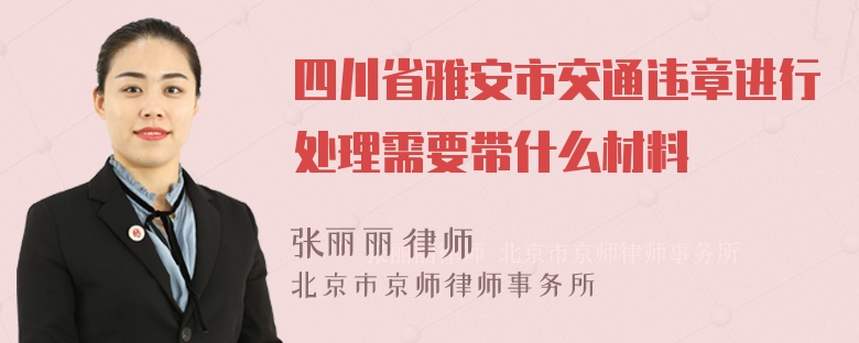 四川省雅安市交通违章进行处理需要带什么材料