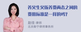 养父生父抚养费两者之间的费用标准是一样的吗？