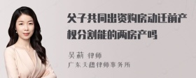 父子共同出资购房动迁前产权分割能的两房产吗