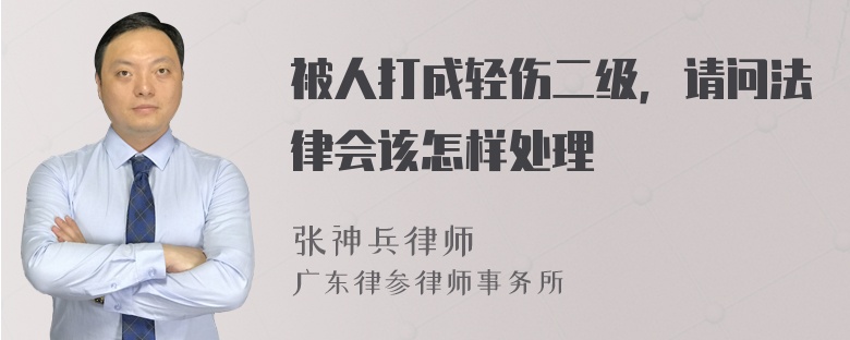 被人打成轻伤二级，请问法律会该怎样处理