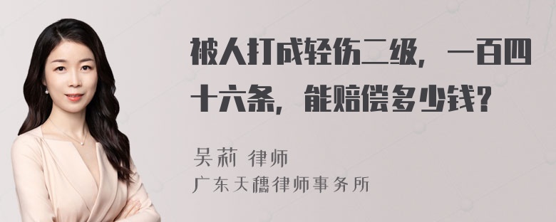 被人打成轻伤二级，一百四十六条，能赔偿多少钱？