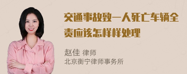 交通事故致一人死亡车辆全责应该怎样样处理