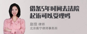 借条5年时间去法院起诉可以受理吗