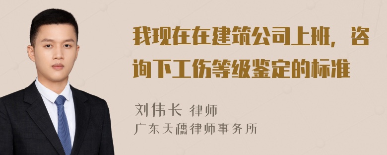 我现在在建筑公司上班，咨询下工伤等级鉴定的标准