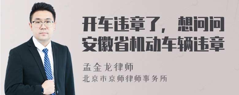 开车违章了，想问问安徽省机动车辆违章