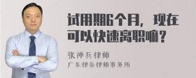 试用期6个月，现在可以快速离职嘛？