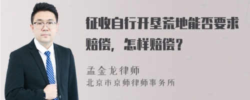 征收自行开垦荒地能否要求赔偿，怎样赔偿？