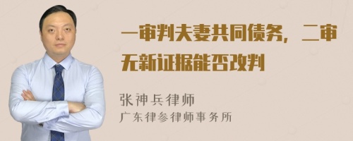 一审判夫妻共同债务，二审无新证据能否改判