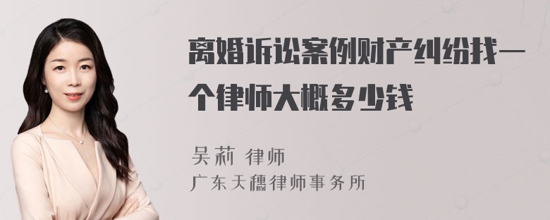 离婚诉讼案例财产纠纷找一个律师大概多少钱