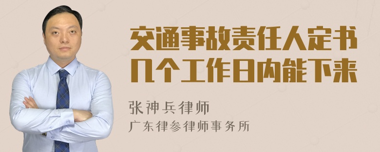 交通事故责任人定书几个工作日内能下来