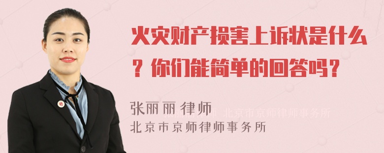 火灾财产损害上诉状是什么？你们能简单的回答吗？