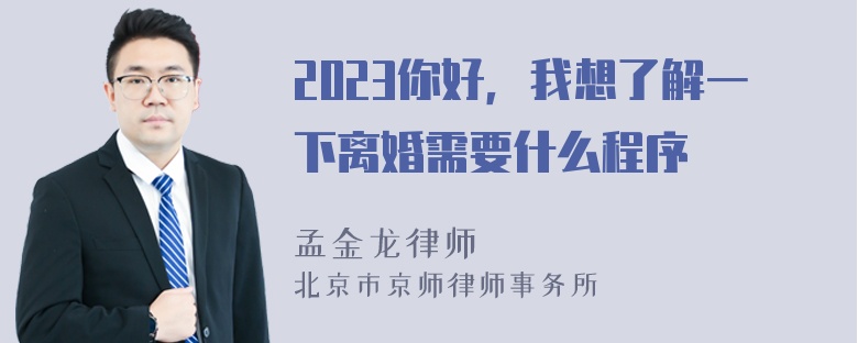 2023你好，我想了解一下离婚需要什么程序