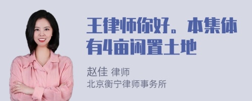 王律师你好。本集体有4亩闲置土地