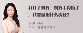 我打了对方，对方手骨折了，我要呈但什么责任？