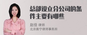 总部设立分公司的条件主要有哪些