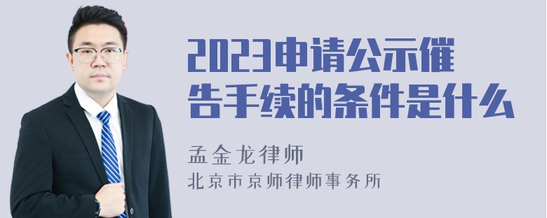 2023申请公示催告手续的条件是什么