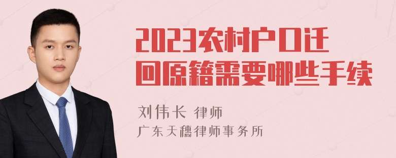 2023农村户口迁回原籍需要哪些手续