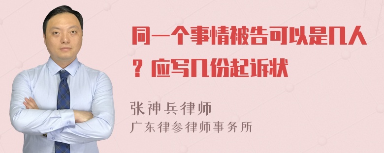 同一个事情被告可以是几人？应写几份起诉状