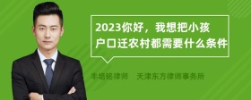 2023你好，我想把小孩户口迁农村都需要什么条件