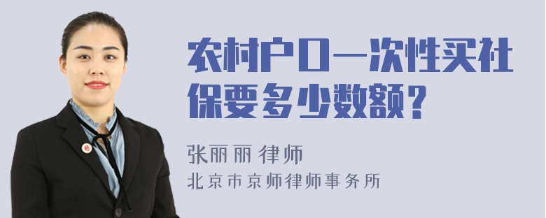 农村户口一次性买社保要多少数额？