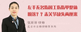 左手无名指因工伤指甲整体脱落？？末关节缺失两厘米