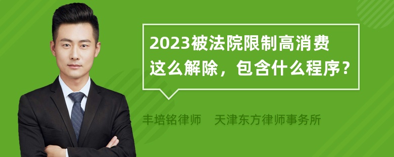 2023被法院限制高消费这么解除，包含什么程序？