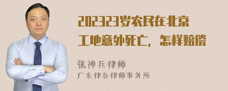 202323岁农民在北京工地意外死亡，怎样赔偿