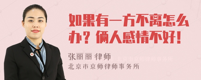 如果有一方不离怎么办？俩人感情不好！