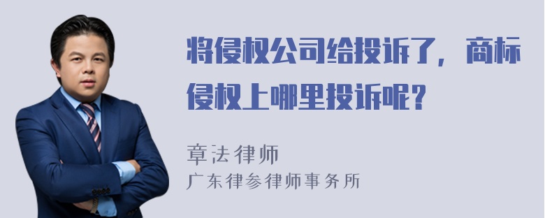 将侵权公司给投诉了，商标侵权上哪里投诉呢？