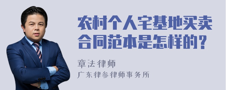 农村个人宅基地买卖合同范本是怎样的？