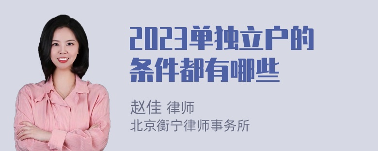 2023单独立户的条件都有哪些