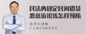 民法典规定民间借贷恶意诉讼该怎样预防