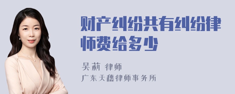 财产纠纷共有纠纷律师费给多少