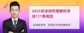 2023应该如何理解刑诉法117条规定