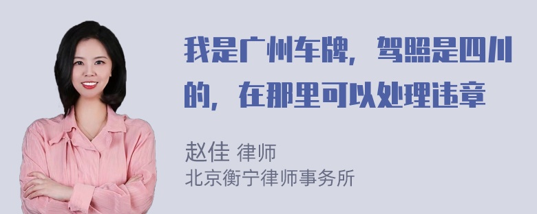我是广州车牌，驾照是四川的，在那里可以处理违章