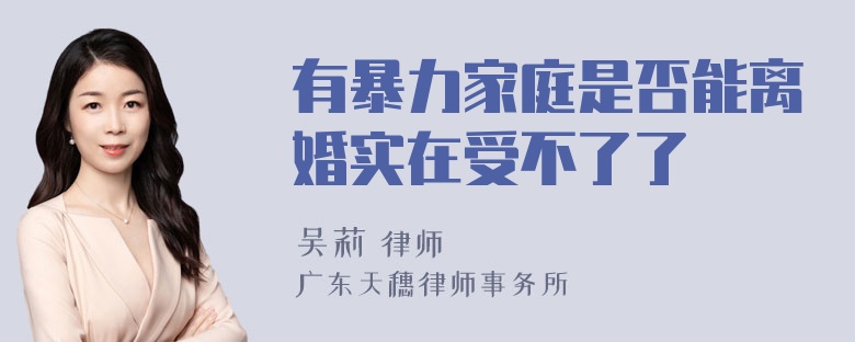 有暴力家庭是否能离婚实在受不了了