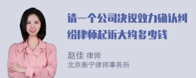 请一个公司决议效力确认纠纷律师起诉大约多少钱