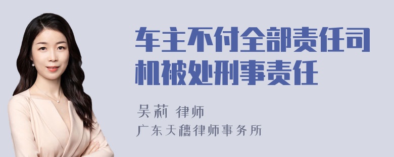 车主不付全部责任司机被处刑事责任