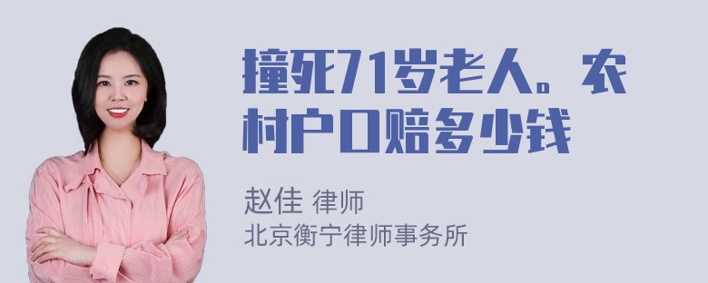 撞死71岁老人。农村户口赔多少钱