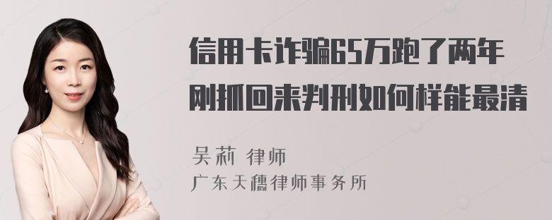 信用卡诈骗65万跑了两年刚抓回来判刑如何样能最清