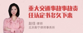 重大交通事故事故责任认定书多久下来