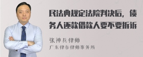 民法典规定法院判决后，债务人还款借款人要不要拆诉