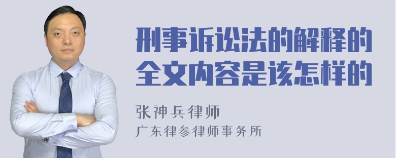 刑事诉讼法的解释的全文内容是该怎样的