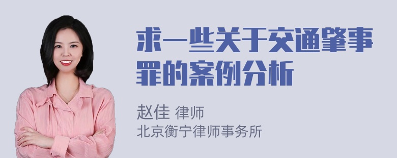 求一些关于交通肇事罪的案例分析