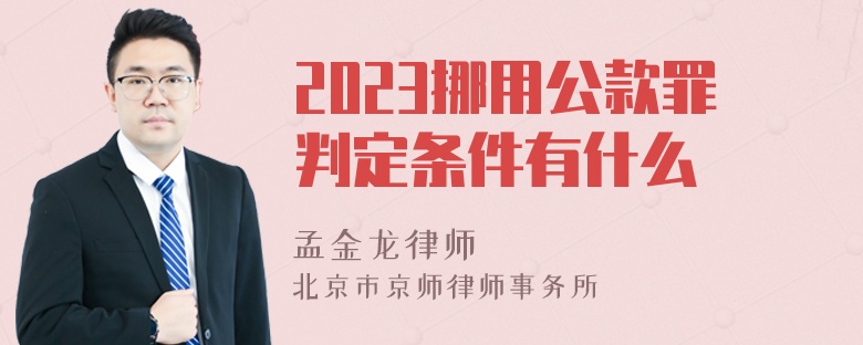 2023挪用公款罪判定条件有什么