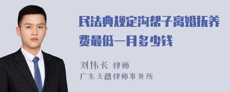 民法典规定沟帮子离婚抚养费最低一月多少钱