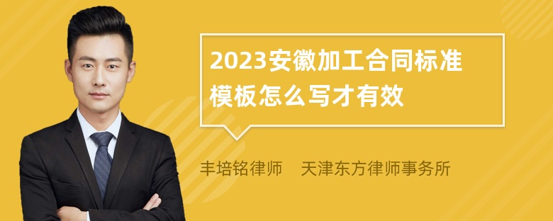 2023安徽加工合同标准模板怎么写才有效