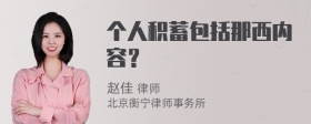 个人积蓄包括那西内容？